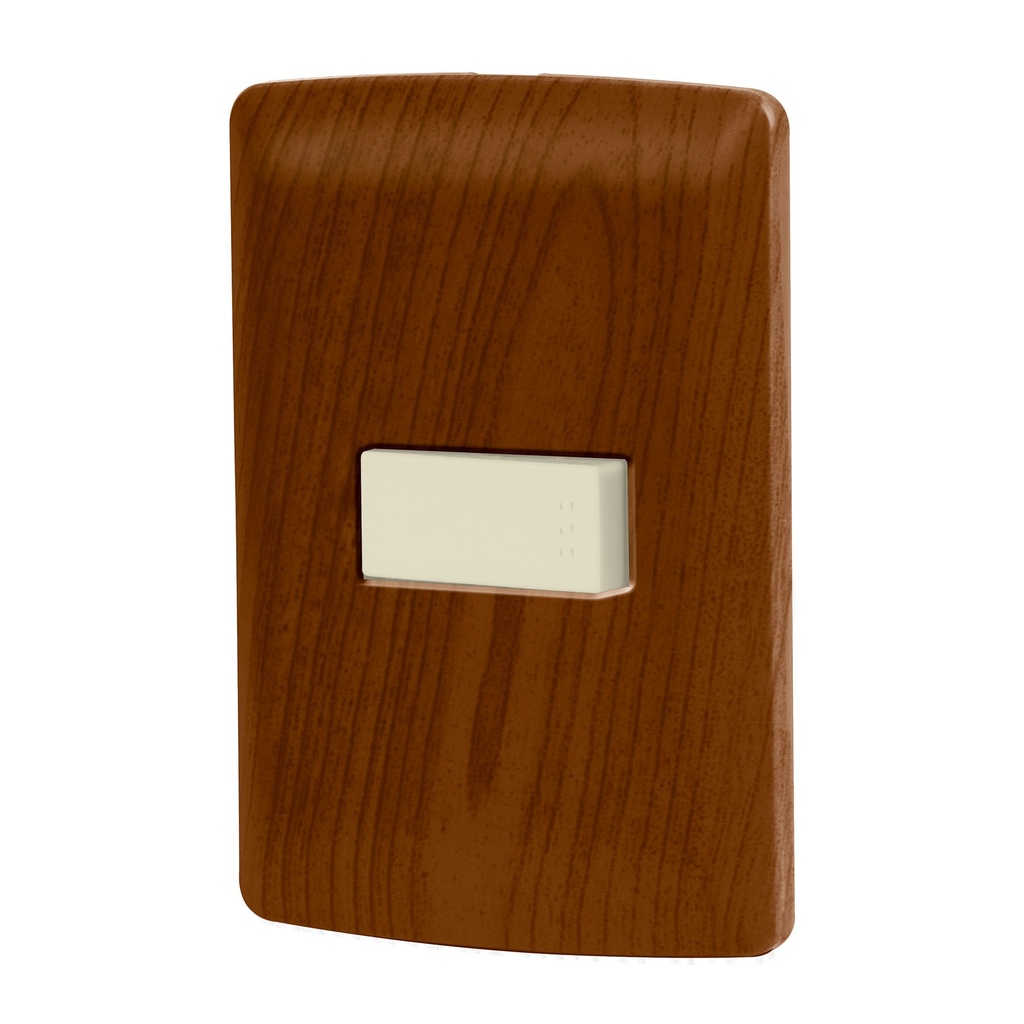 [T49924] Placa armada 1 interruptor escalera, madera, línea Italiana