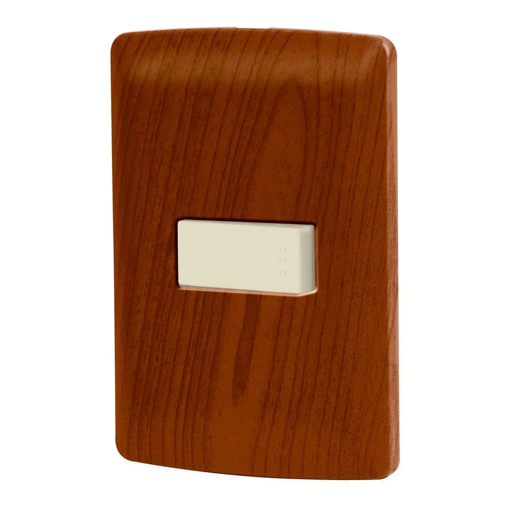 [T49923] Placa armada 1 interruptor sencillo, madera, línea Italiana