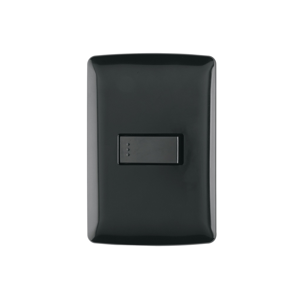 Placa armada 1 interruptor sencillo, negro, línea Italiana