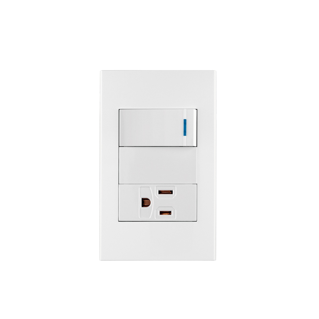 Placa armada 1 interruptor,1 contacto,1mod, Española, blanco - Pag 529
