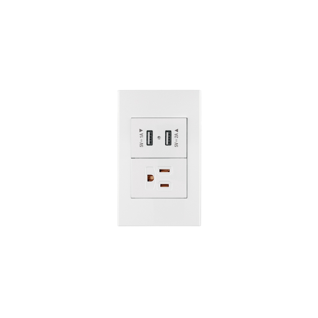 Placa armada 1contacto, 2puertos USB, 1.5mod,Española,blanco - Pag 529
