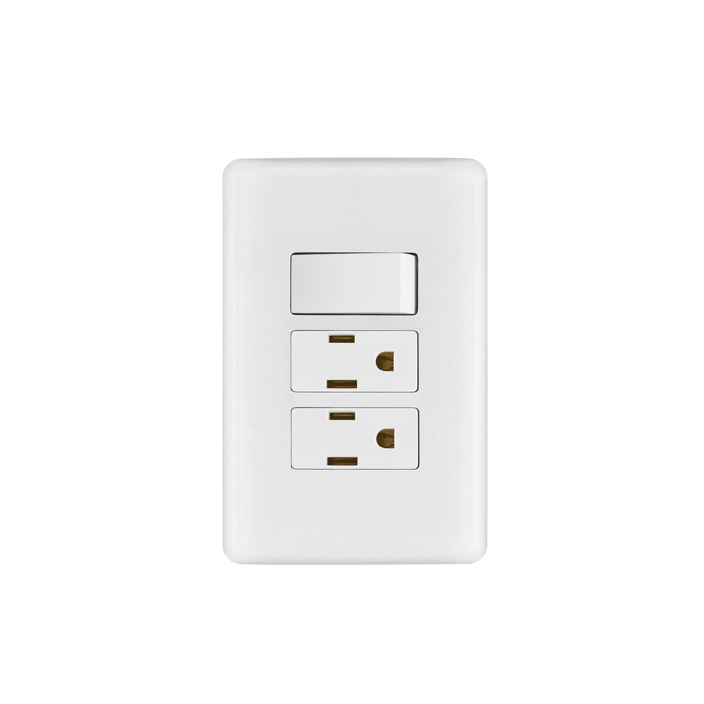 [T25079] Placa armada 2 contactos e interruptor sencillo, Basic