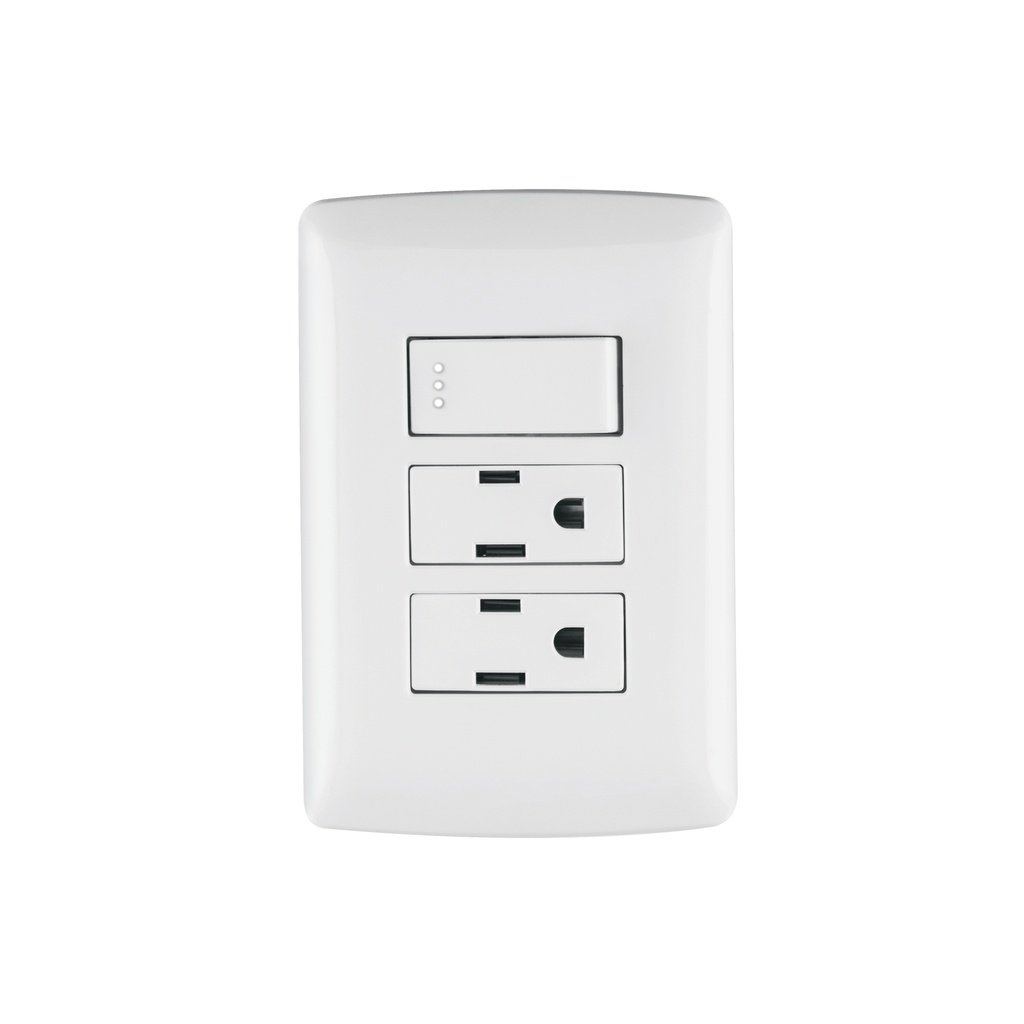 Placa armada 2 contactos e interruptor,blanco,línea Italiana - Pag 521