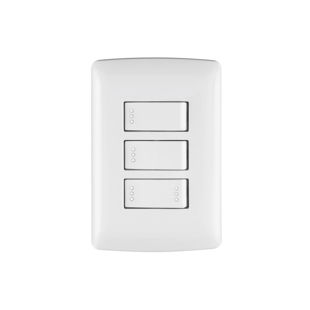 Placa armada 2 interruptores 1escalera blanco,línea Italiana - Pag 522