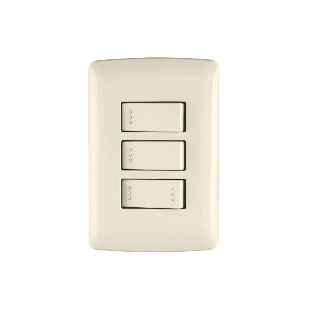 Placa armada 2 interruptores 1escalera,marfil,línea Italiana - Pag 395