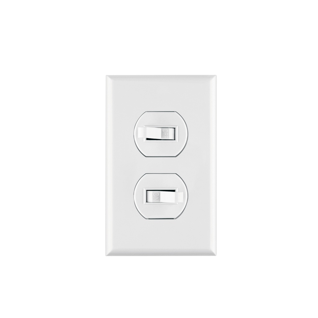 Placa armada 2 interruptores sencillo, línea Standard, blanc