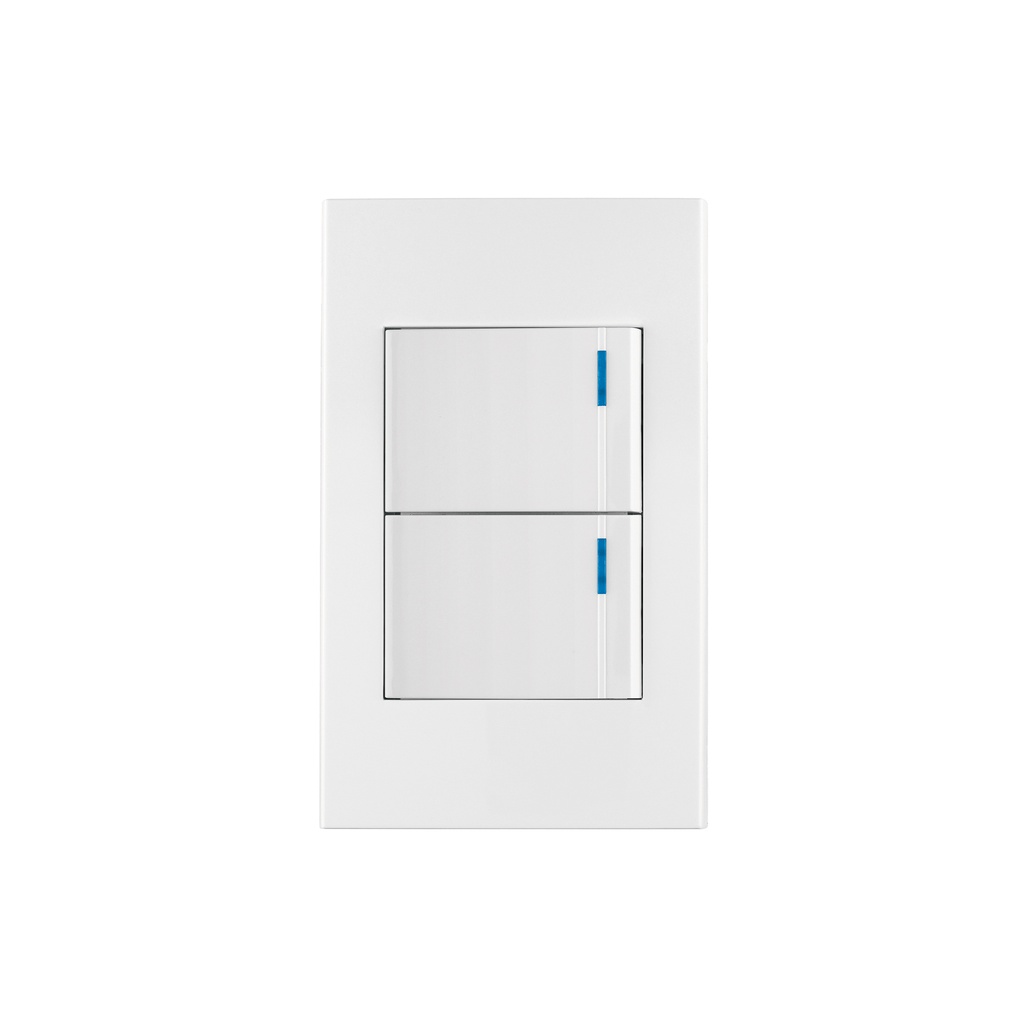 Placa armada 2 interruptores, 1.5 módulos, Española, blanco