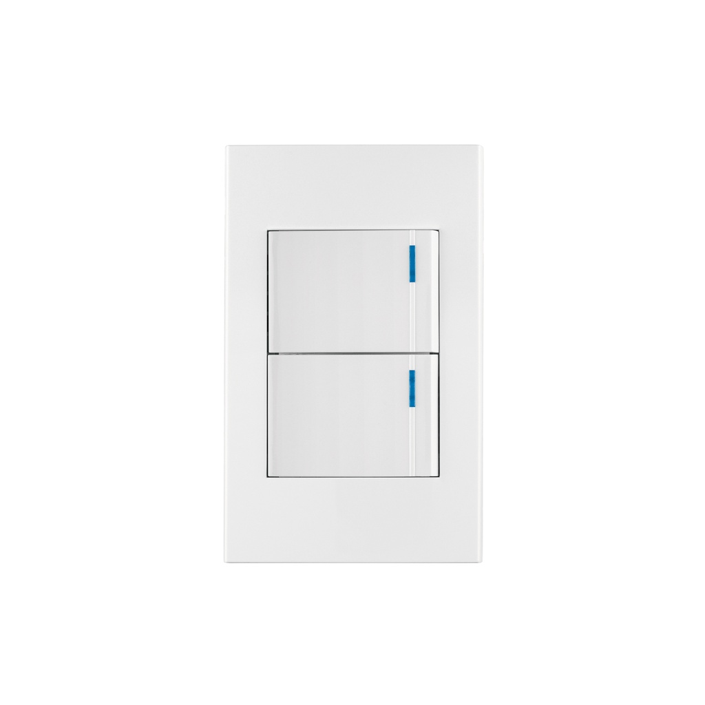 Placa armada 2interruptores 1de 3vías,1.5mod,Española blanco - Pag 401