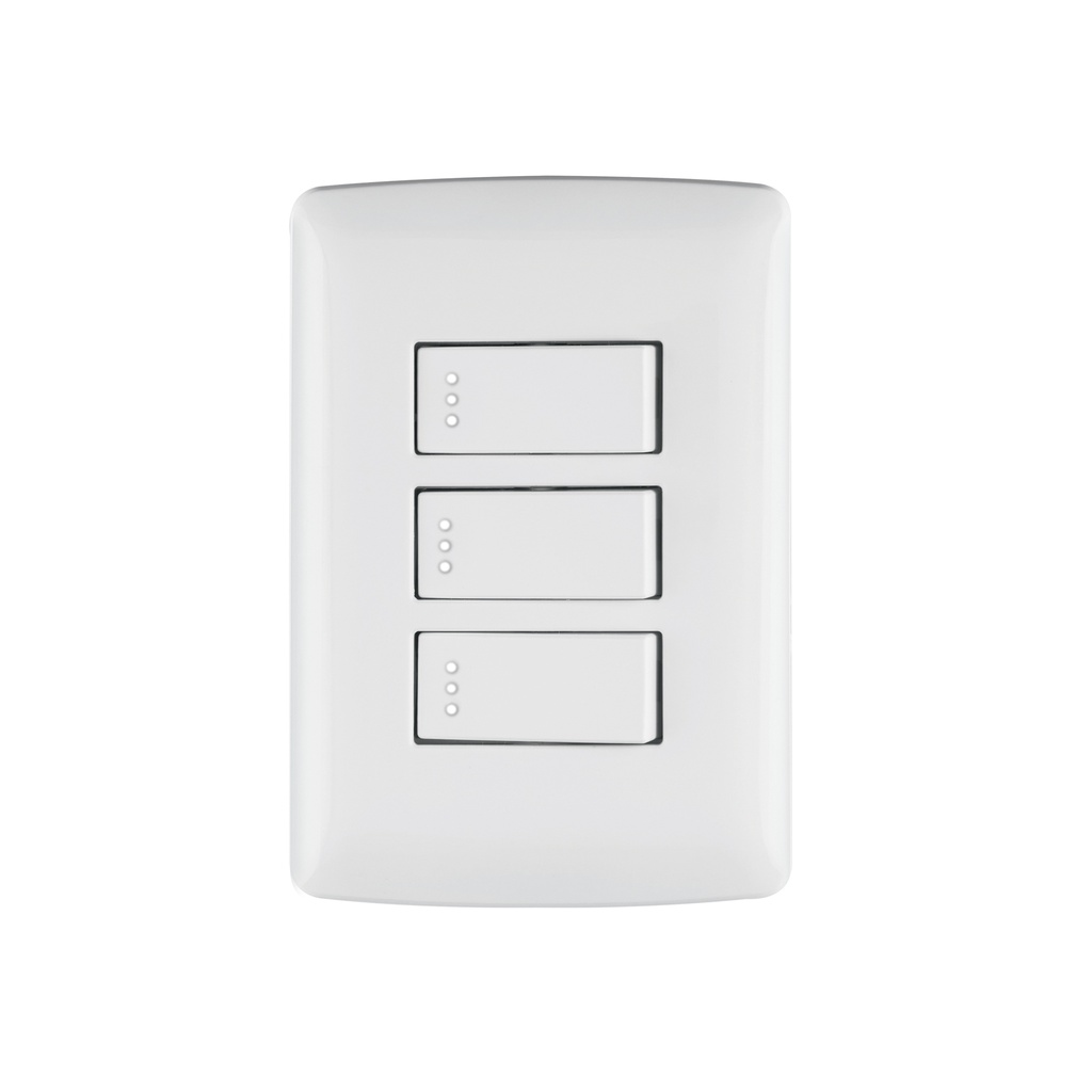 Placa armada 3 interruptores sencillos,blanco,línea Italiana - Pag 522
