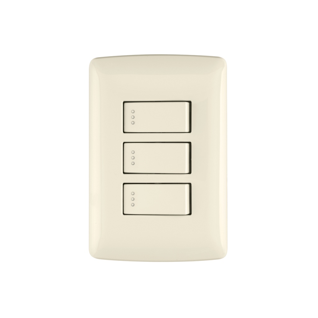 Placa armada 3 interruptores sencillos,marfil,línea Italiana