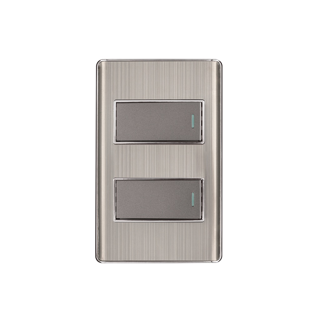 Placa armada acero 1 interruptor y 1 de 3 vías 1 mód,Lisboa