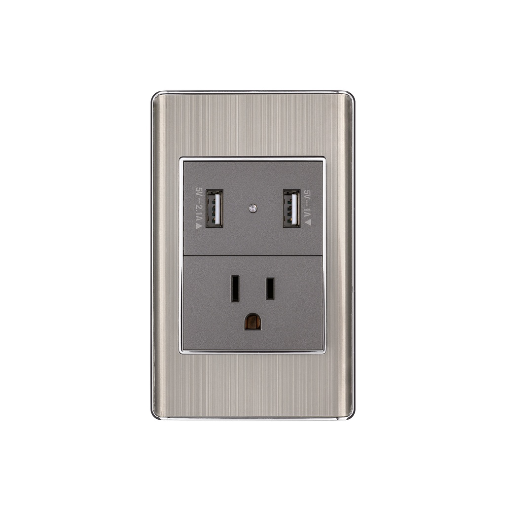 Placa armada acero contacto y 2 puertos USB 1.5 mód, Lisboa