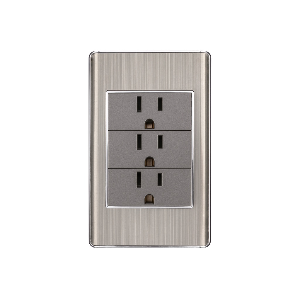 Placa armada acero inox 3 contactos 1 módulo, Lisboa