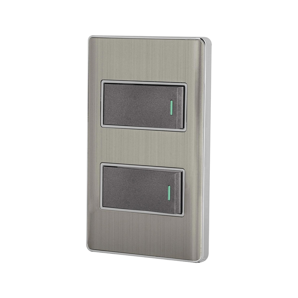 Placa armada acero inox con 2 interruptores 1 módulo, Lisboa - Pag 532