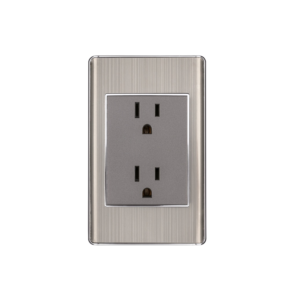 Placa armada acero inox contacto dúplex 3 módulos, Lisboa