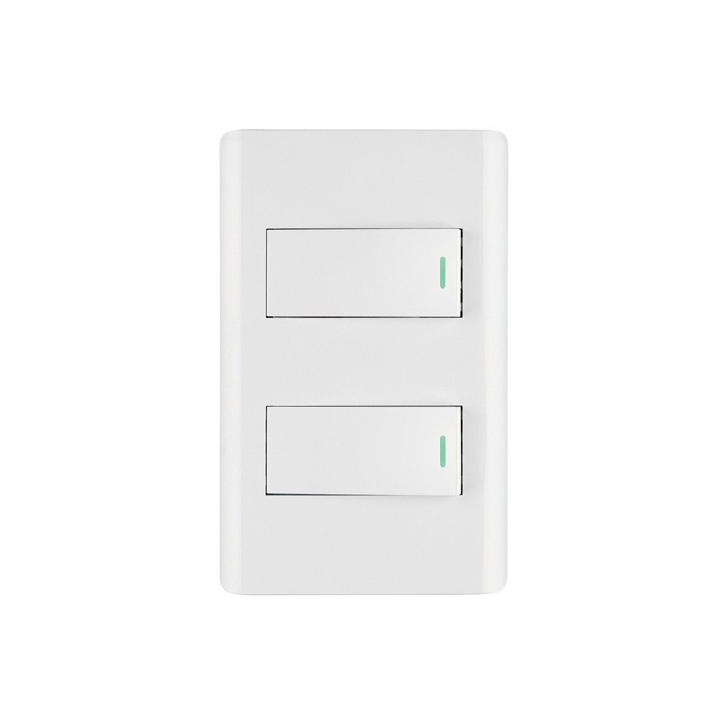 Placa armada blanca 1 interruptor y 1 de 3 vías 1 mód, Lisbo