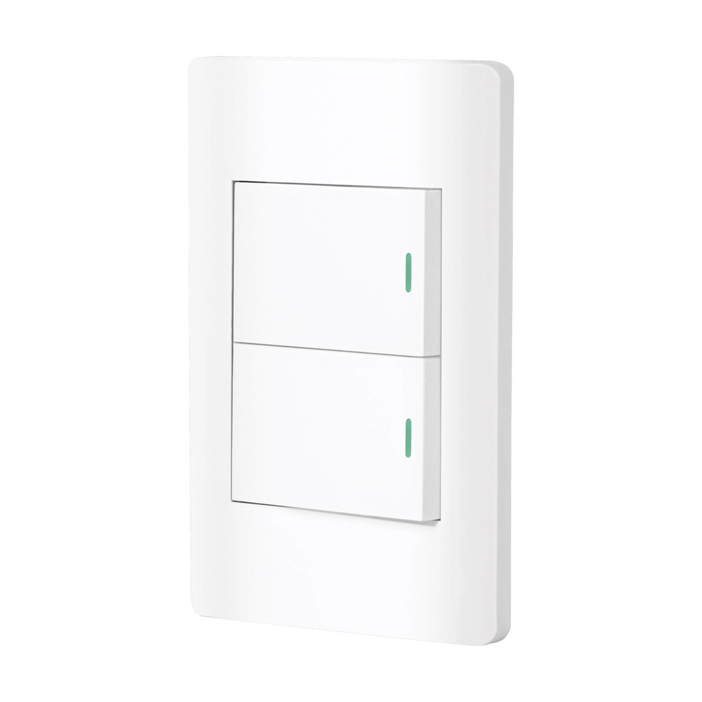 Placa armada blanca 1 interruptor y 1 de 3vías 1.5mód, Lisbo