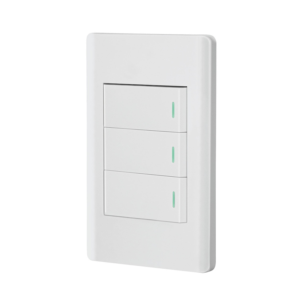 Placa armada blanca 2 interruptores 1 de 3 vías 1 mód, Lisbo