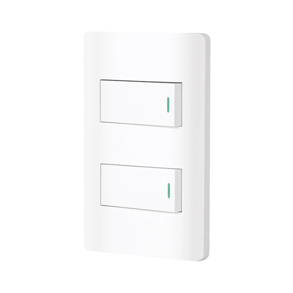 Placa armada blanca con 2 interruptores 1 módulo, Lisboa