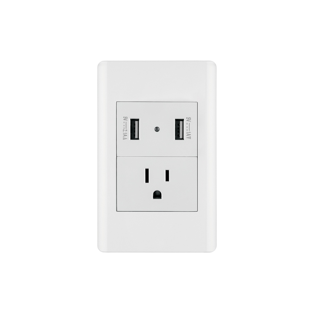 Placa armada blanca contacto y 2 puertos USB 1.5 mód, Lisboa