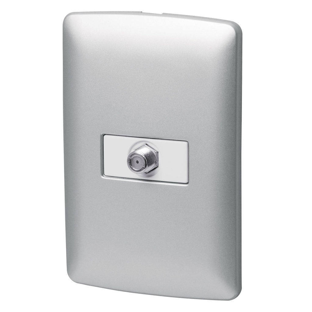 [T46485] Placa armada con conexión para TV, plata, línea Italiana