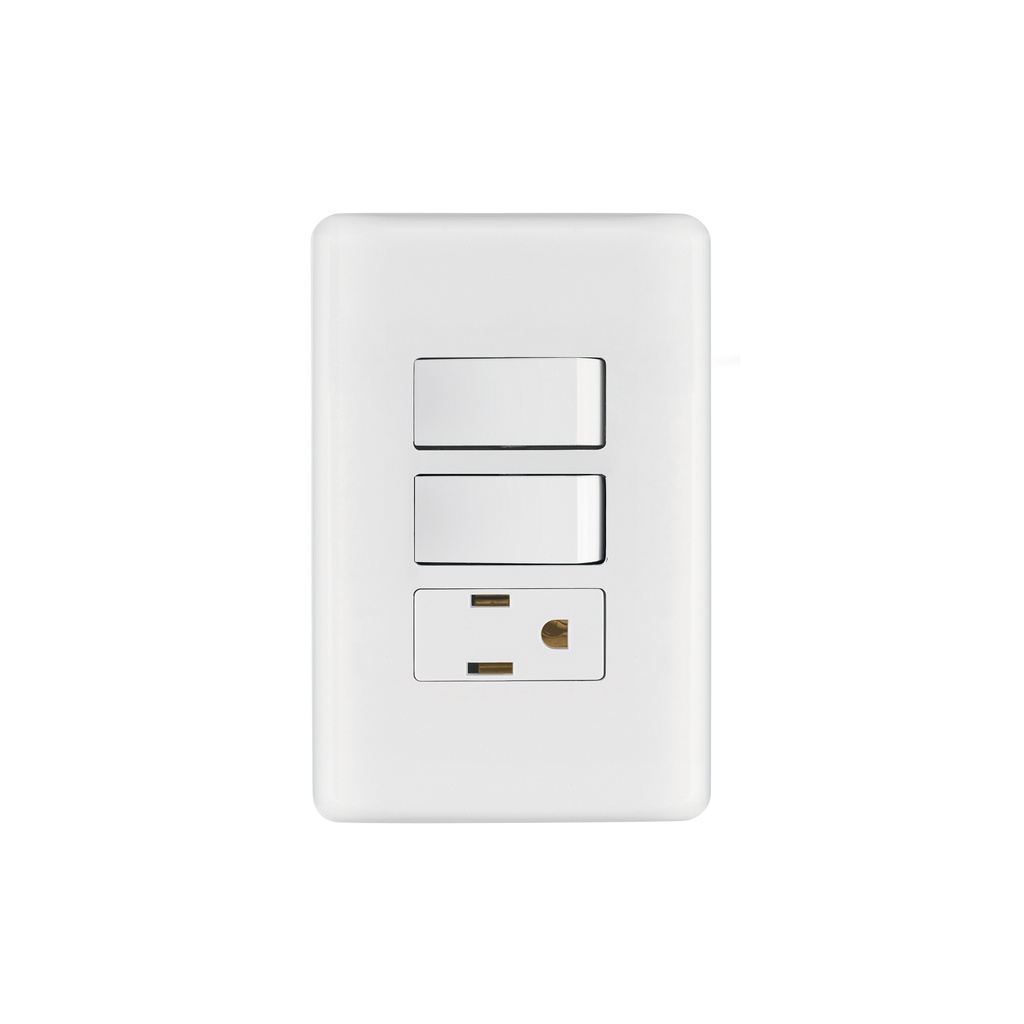 [T25081] Placa armada con contacto y 2 interruptores sencillos, Basic