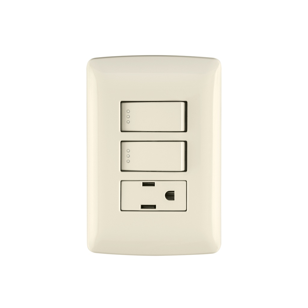 Placa armada contacto 2 interruptores,marfil, línea Italiana - Pag 395