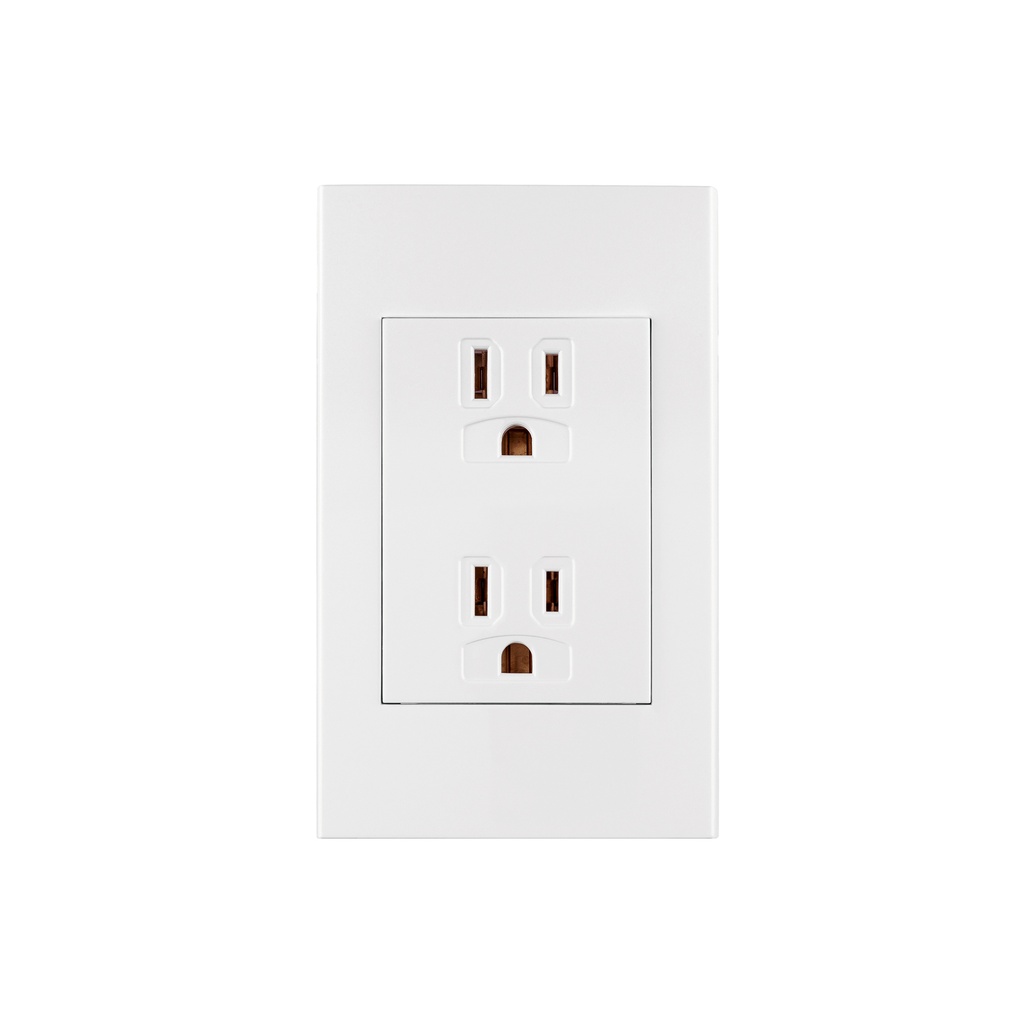 Placa armada contacto dúplex, 3 módulos, Española, blanco