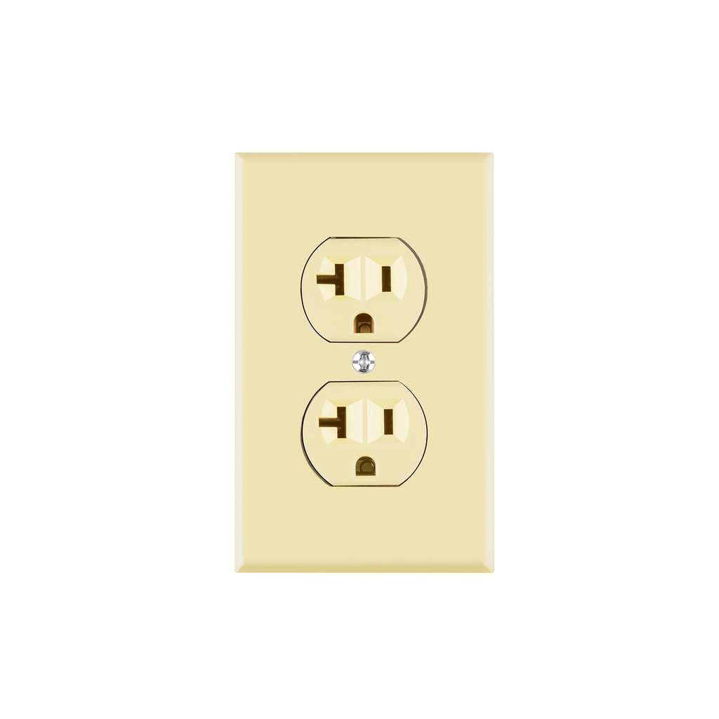 Placa armada contacto dúplex,2 polos, línea Standard, marfil