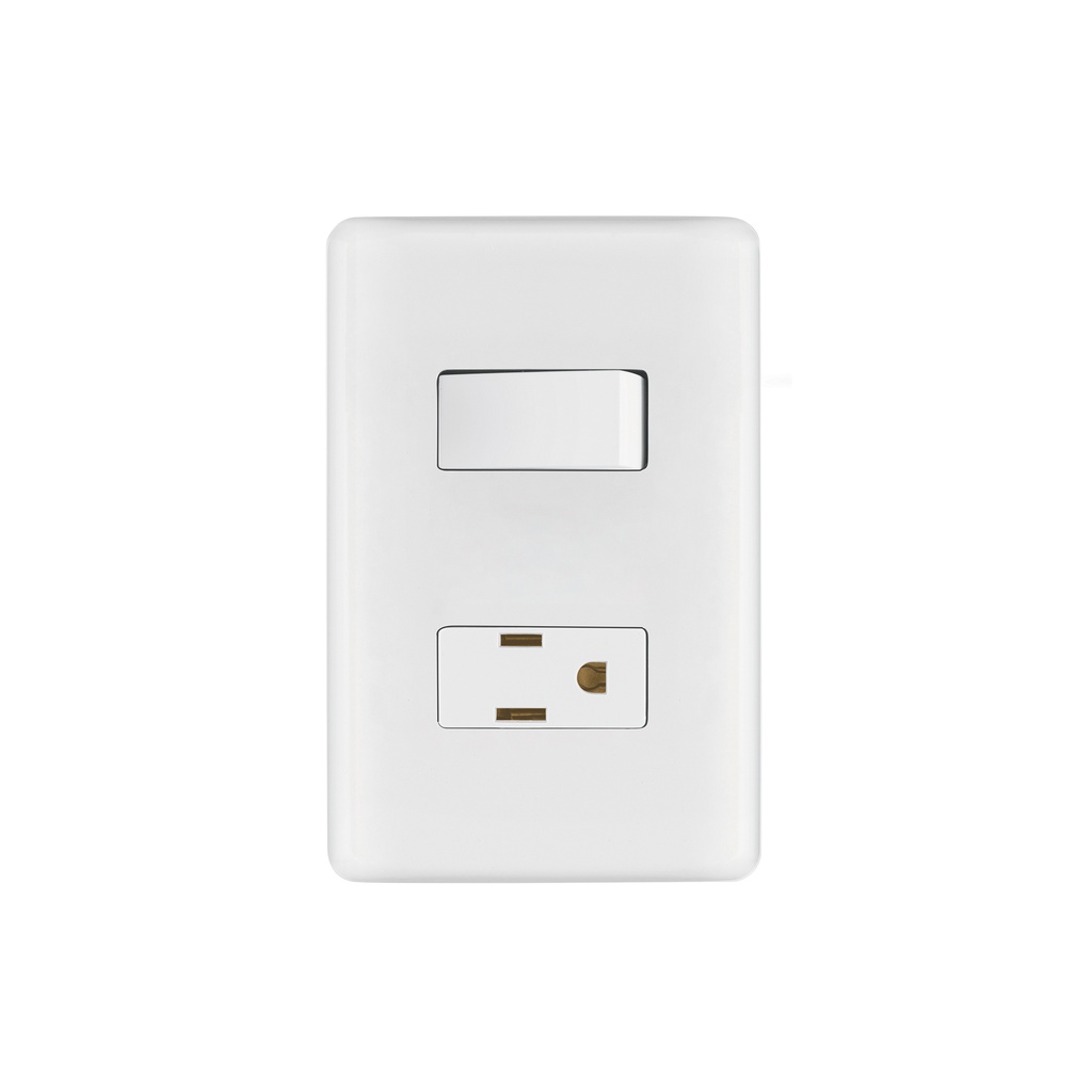 [T25077] Placa armada contacto e interruptor sencillo, Volteck Basic
