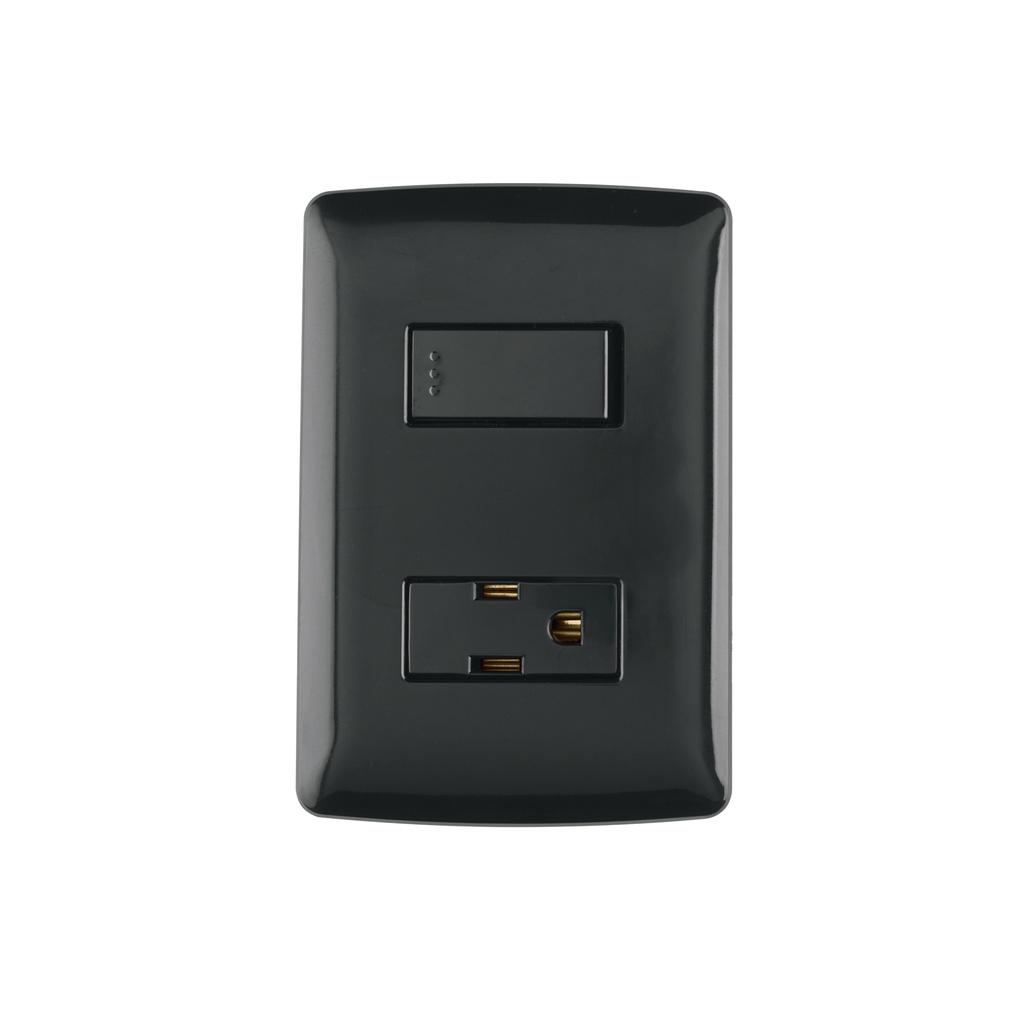 Placa armada contacto e interruptor, negro, línea Italiana - Pag 521