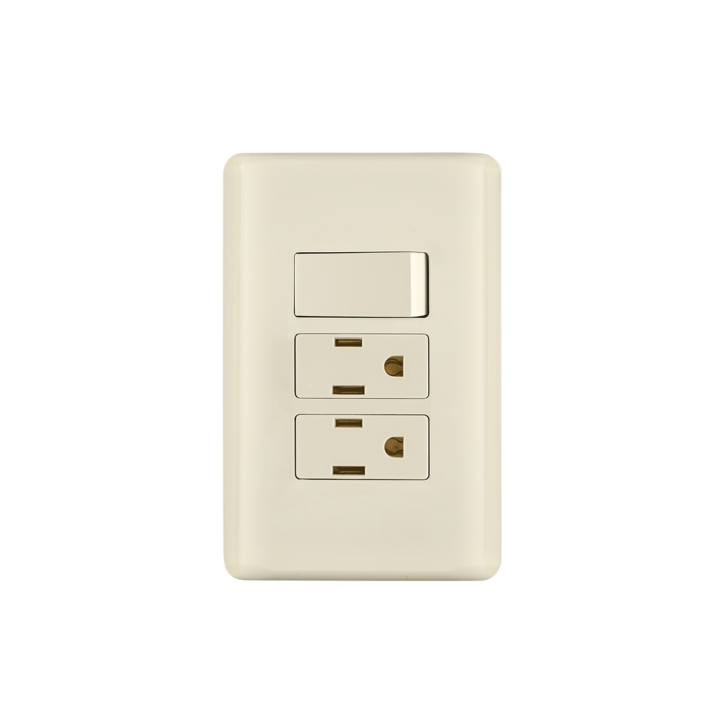 Placa armada interruptor y 2 contactos, marfil, Basic - Pag 410