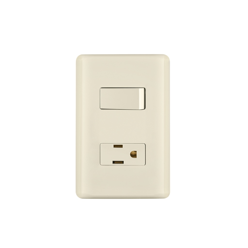 Placa armada interruptor y contacto, marfil, Volteck