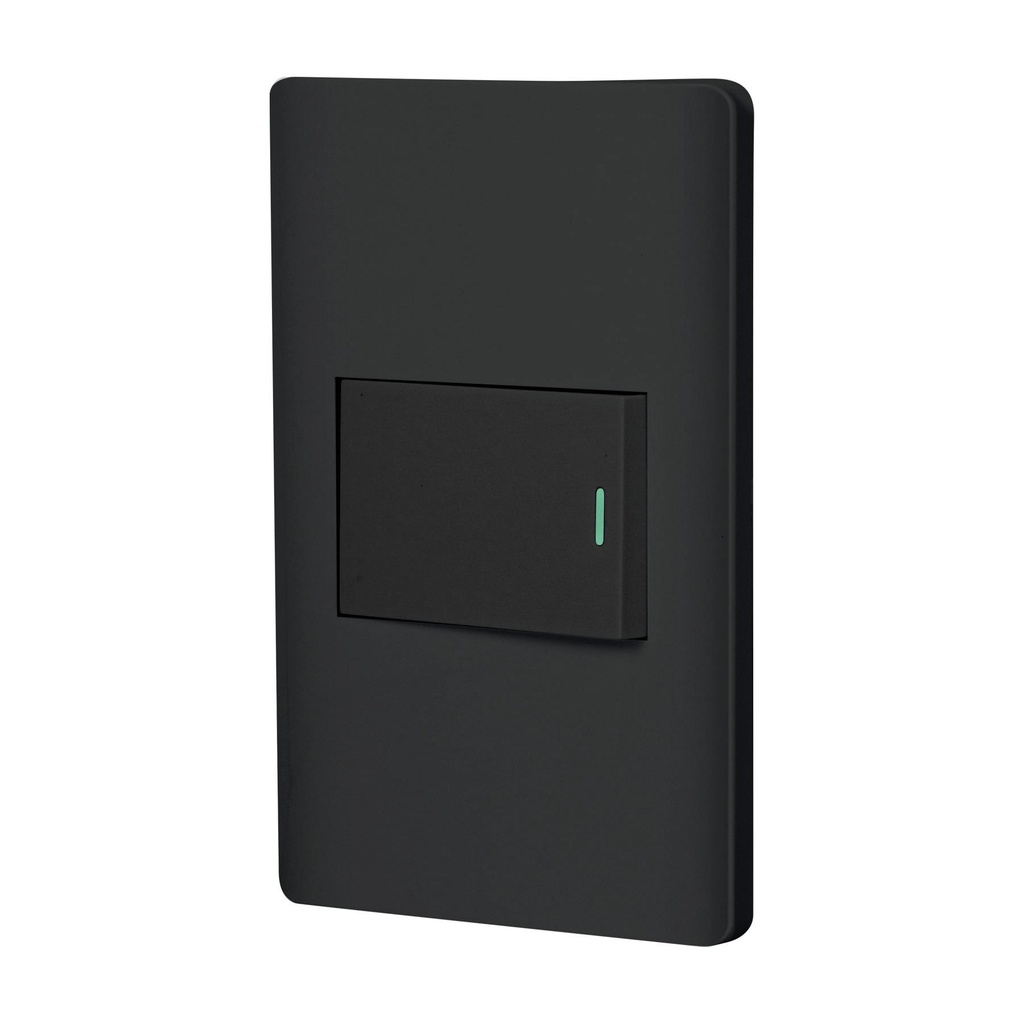 Placa armada negra 1 interruptor de 3 vías 1.5 mód, Lisboa