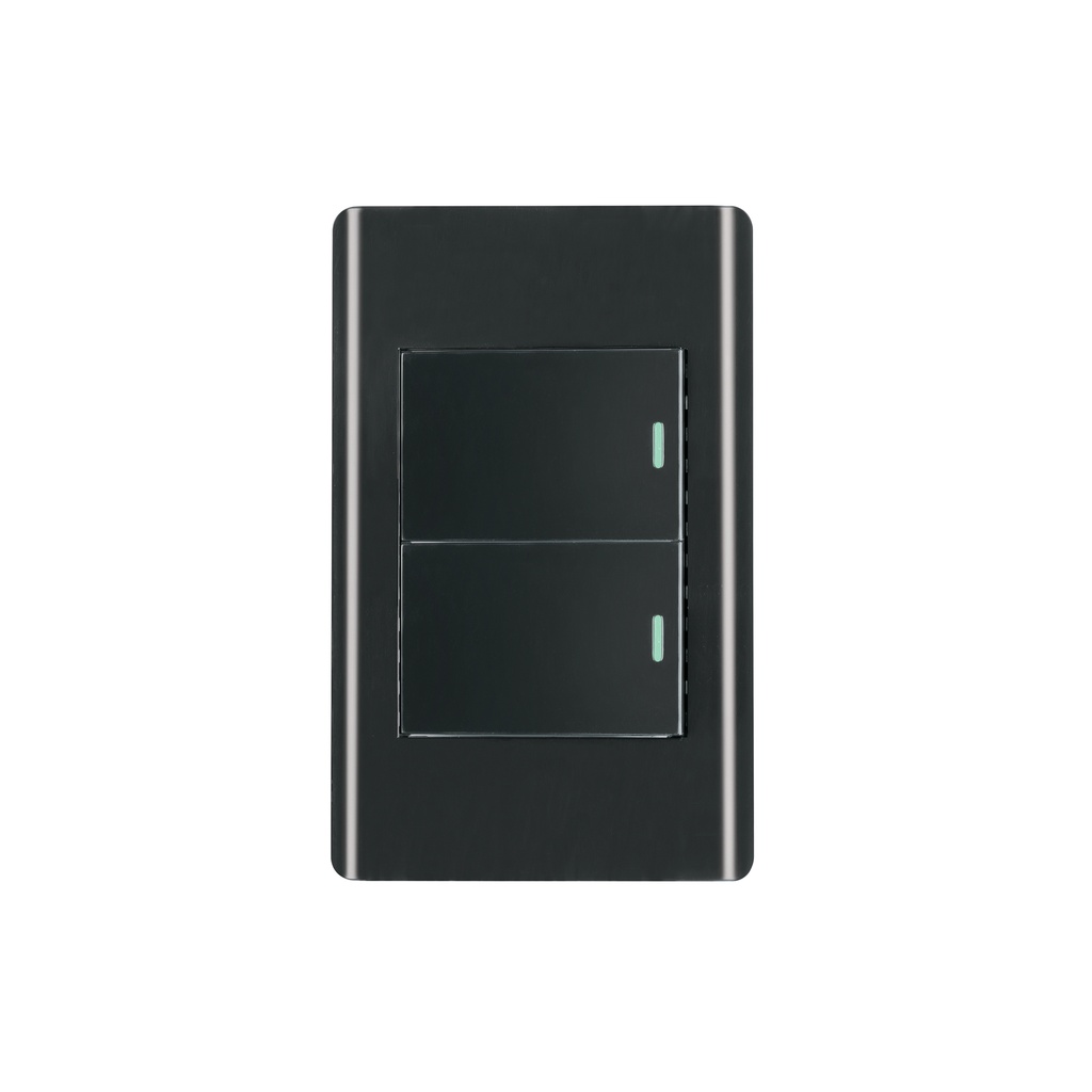 Placa armada negra 1 interruptor y 1 de 3vías 1.5mód,Lisboa