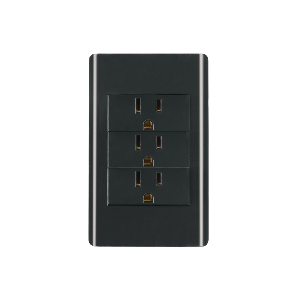 Placa armada negra 3 contactos 1 módulo, Lisboa, Volteck - Pag 404