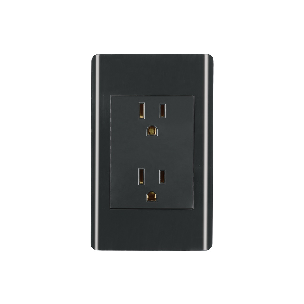 Placa armada negra contacto dúplex 3 módulos, Lisboa