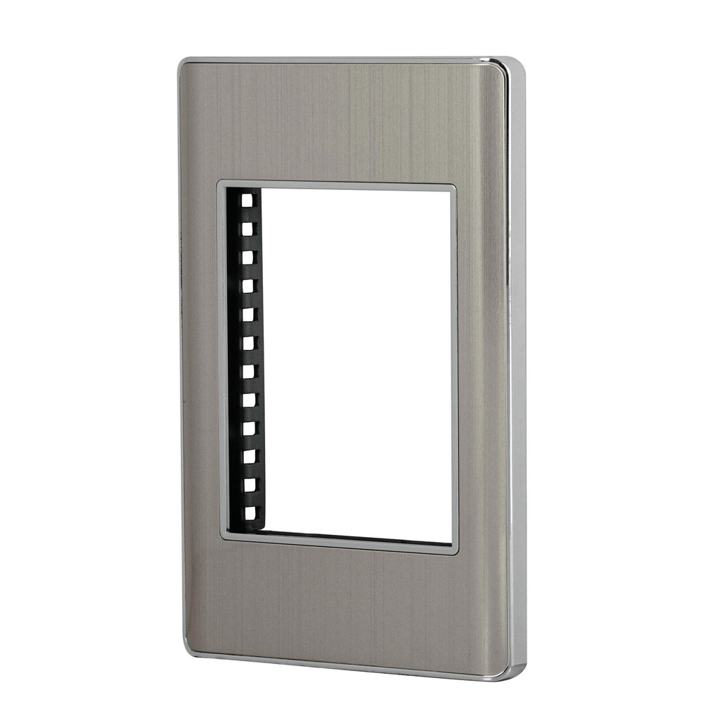 [T47819] Placa de acero inox con 1 ventana 3 módulos, línea Lisboa