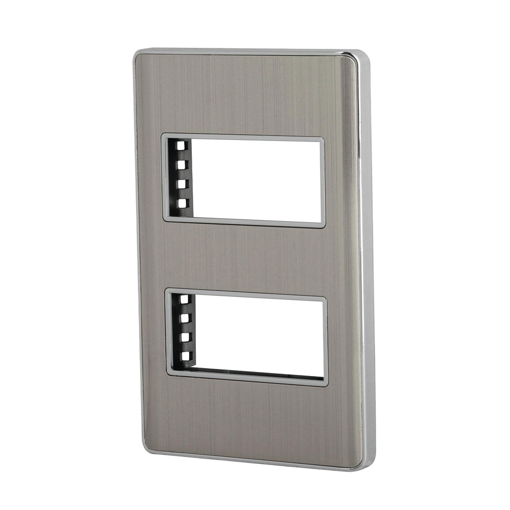 [T47817] Placa de acero inox con 2 ventanas 1 módulo, línea Lisboa