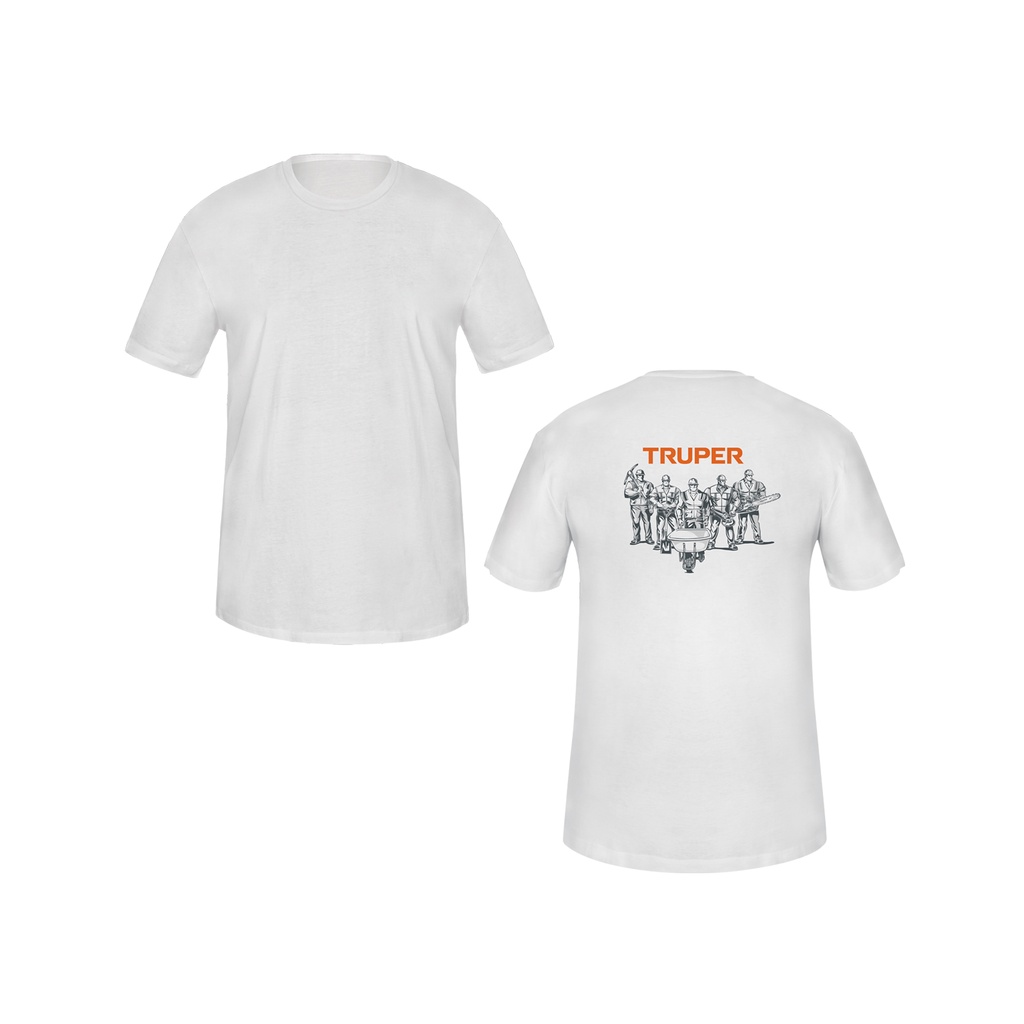 Playera cuello redondo para hombre, blanca, M, Truper