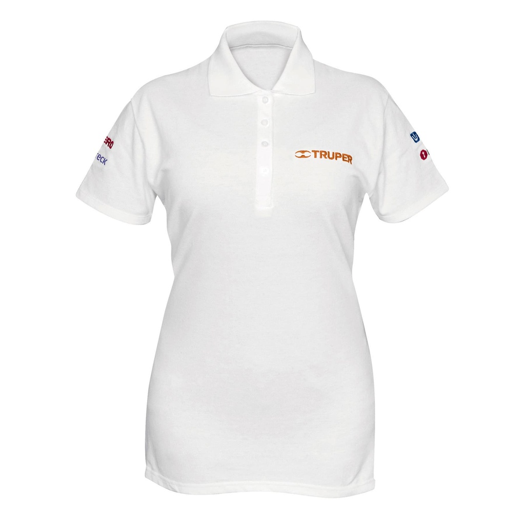 Playera tipo polo blanca, para dama, talla CH, Truper