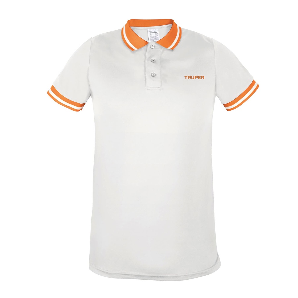 [T69973] Playera tipo polo dry fit blanca, para caballero, talla CH