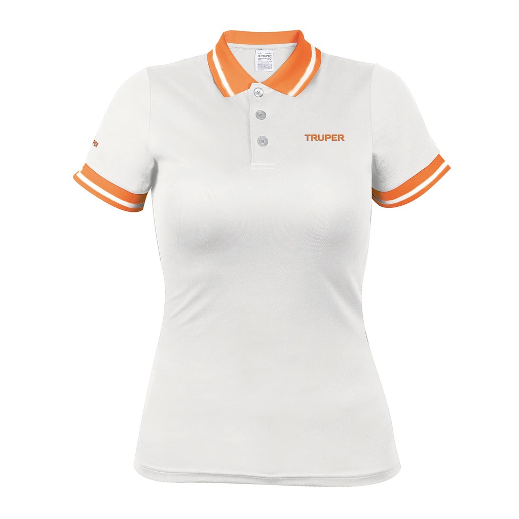 [T69978] Playera tipo polo dry fit blanca, para dama, talla CH