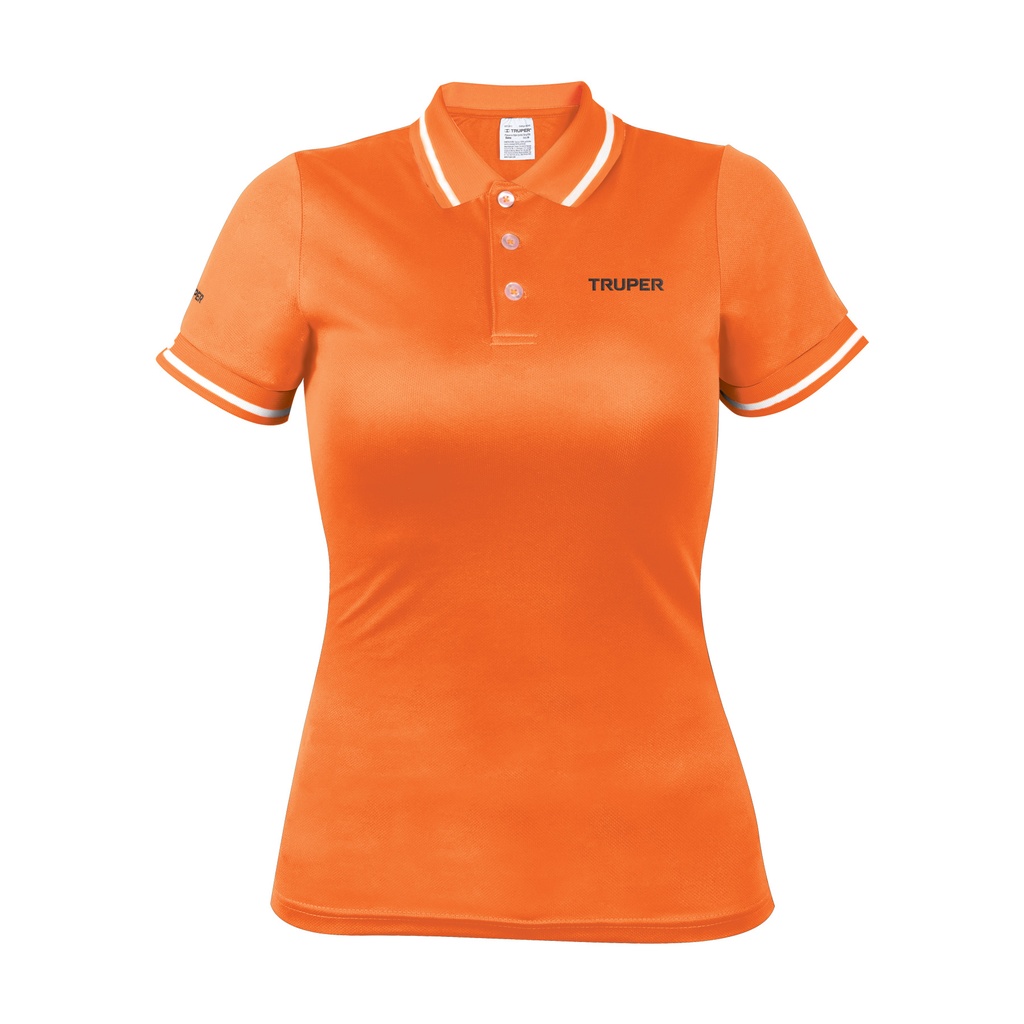 Playera tipo polo dry fit naranja, para dama, talla G