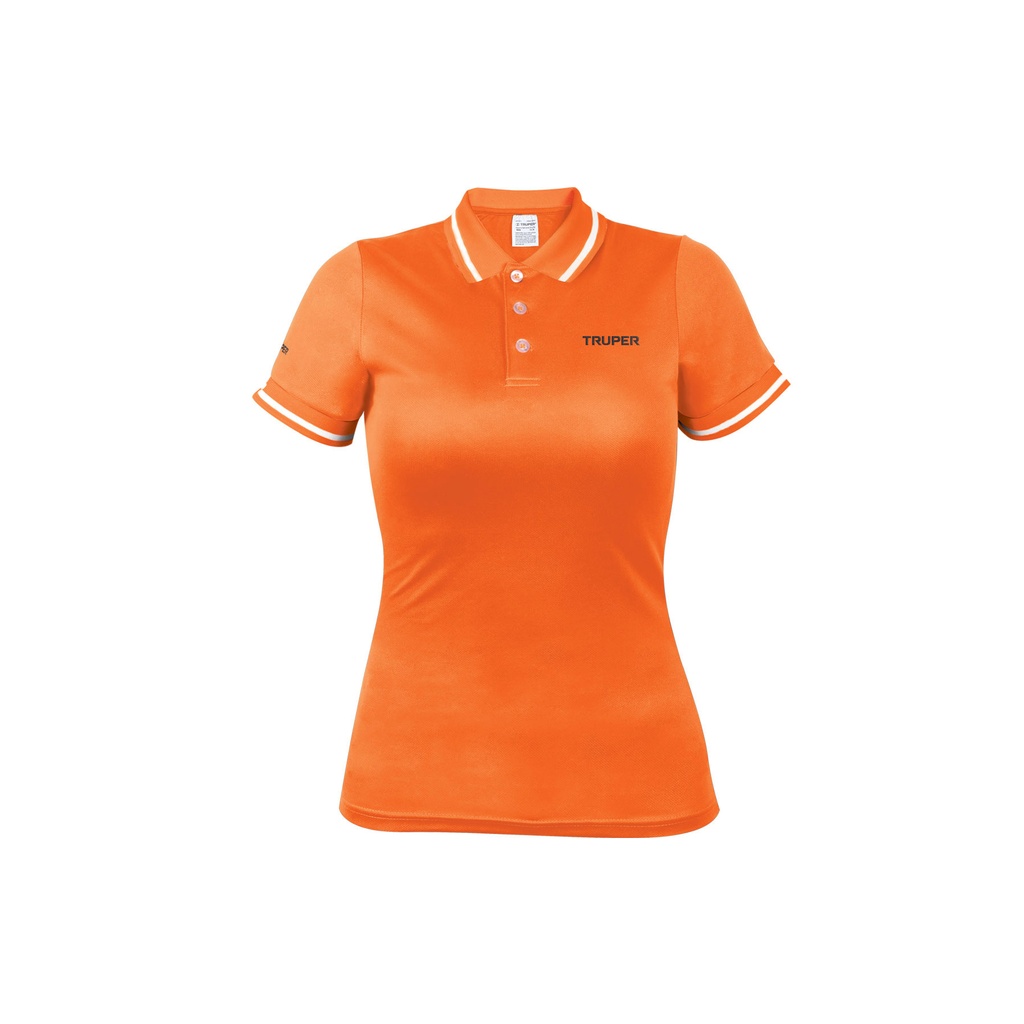Playera tipo polo dry fit naranja, para dama, talla M