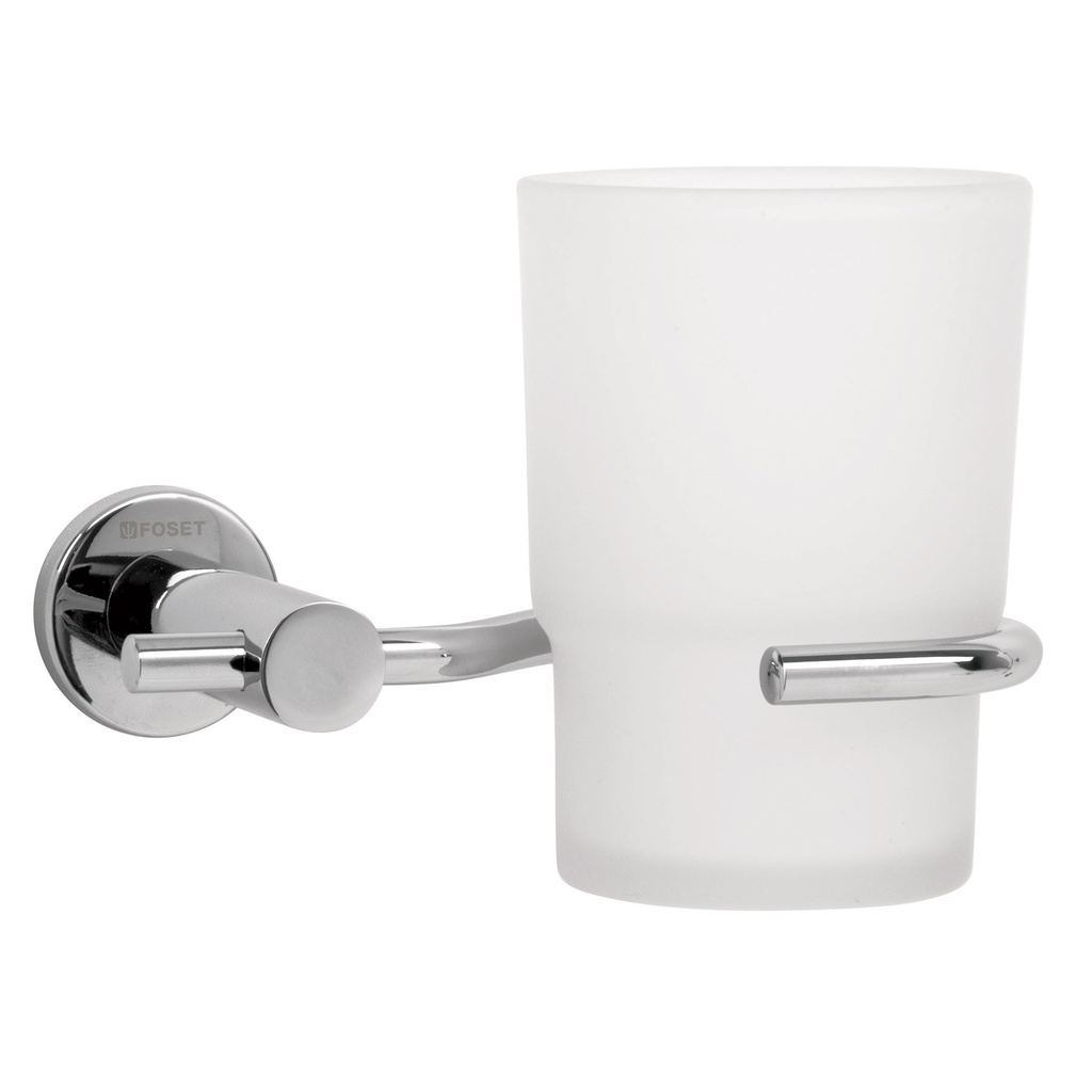 [T49668] Portavaso cepillero cromo con vaso de vidrio, Foset Element