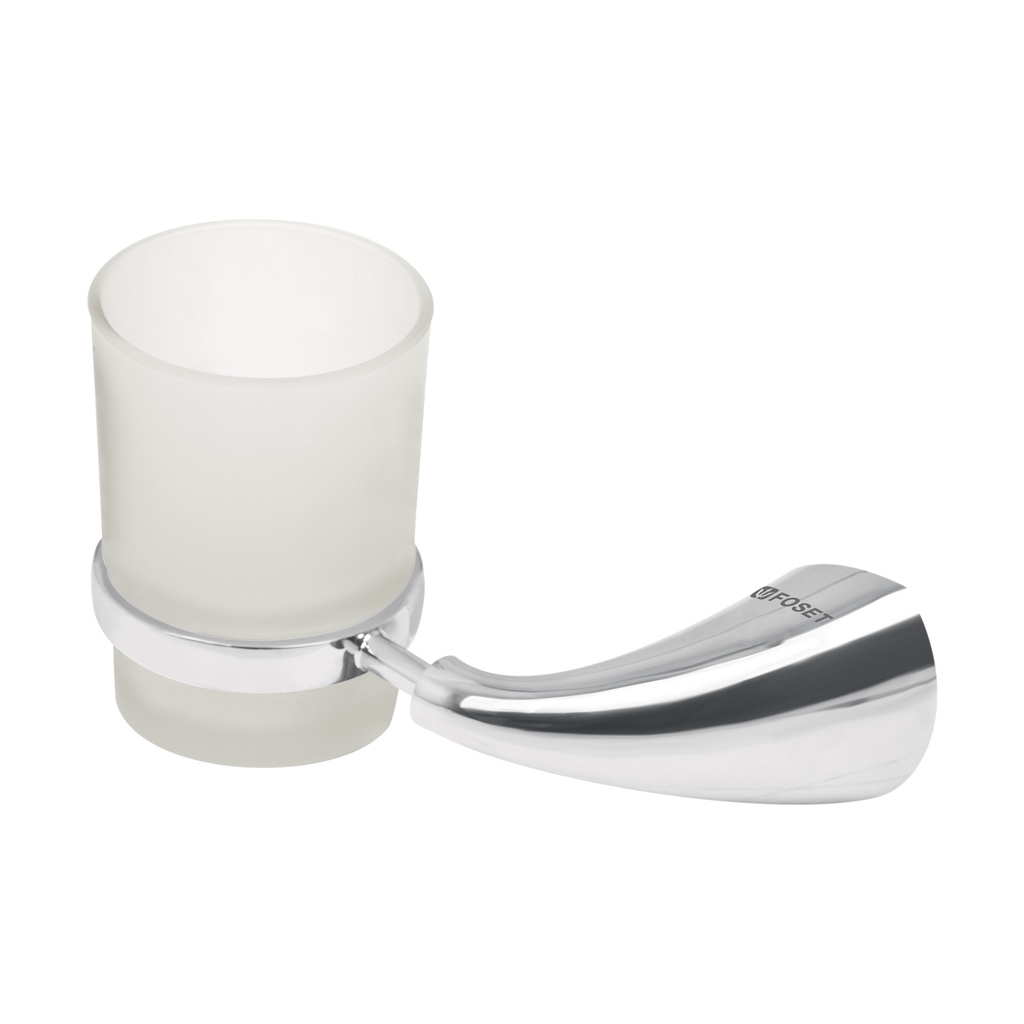 [T49632] Portavaso cepillero metálico con vaso de vidrio, Foset Aero