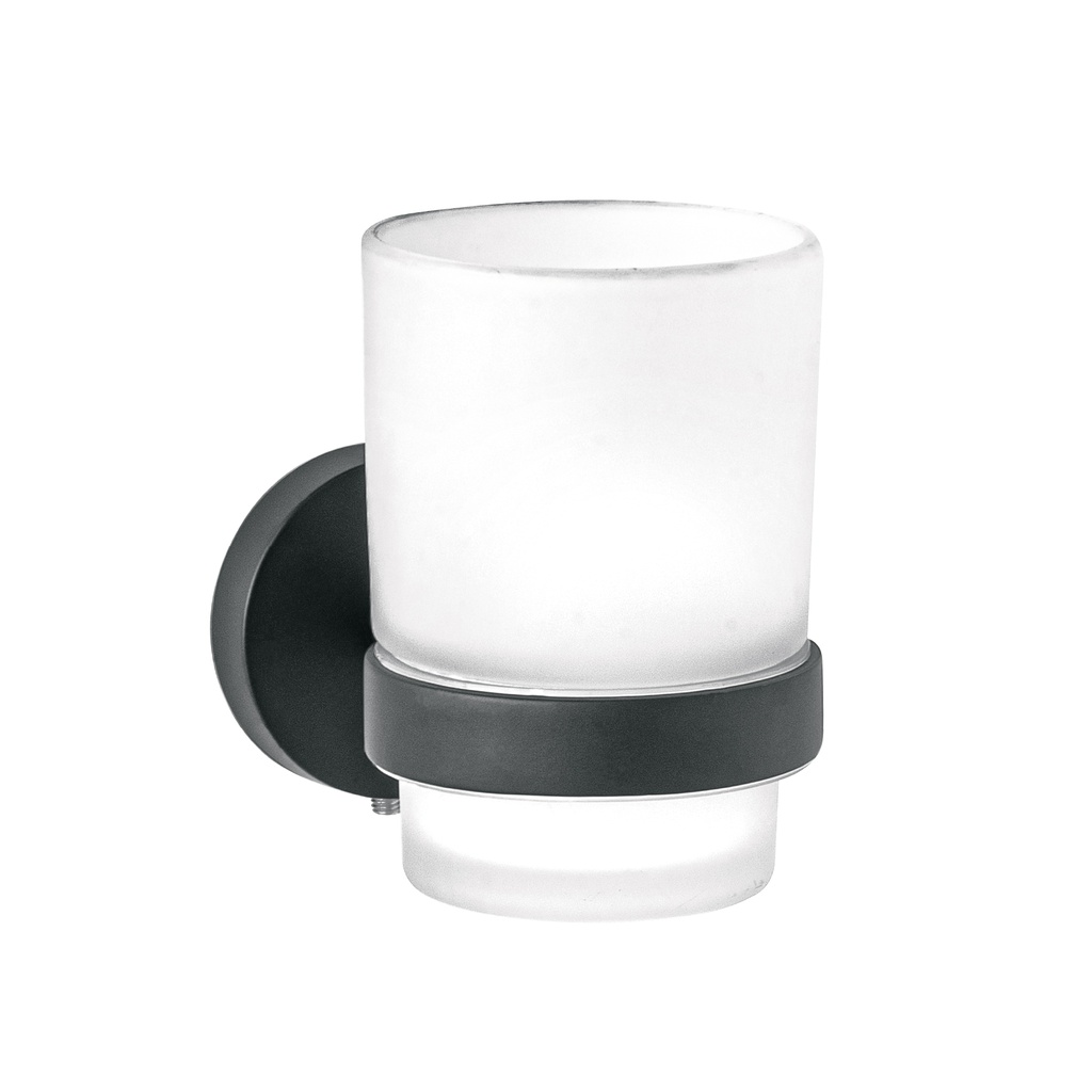 Portavaso cepillero negro con vaso de vidrio, Foset Túbig - Pag 483