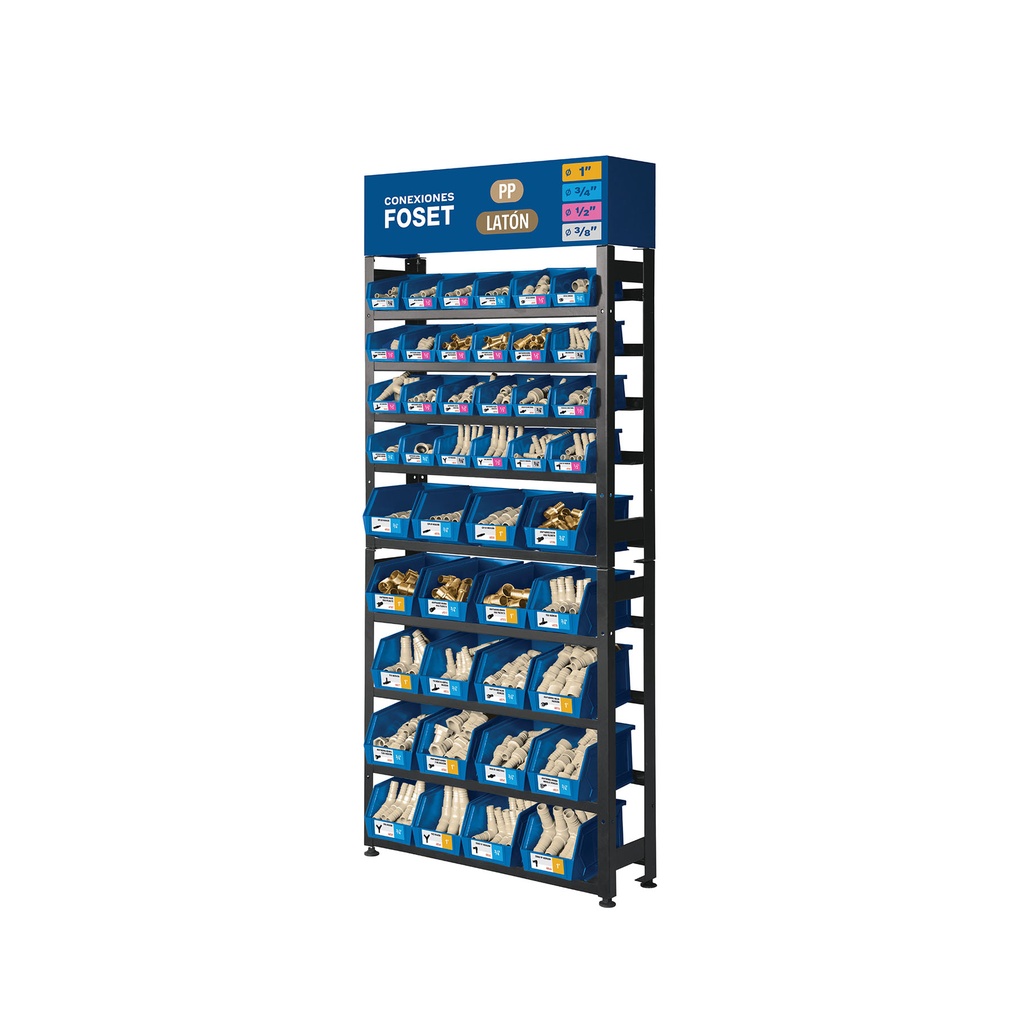 [T55954] Rack con conexiones para manguera de PP, Foset