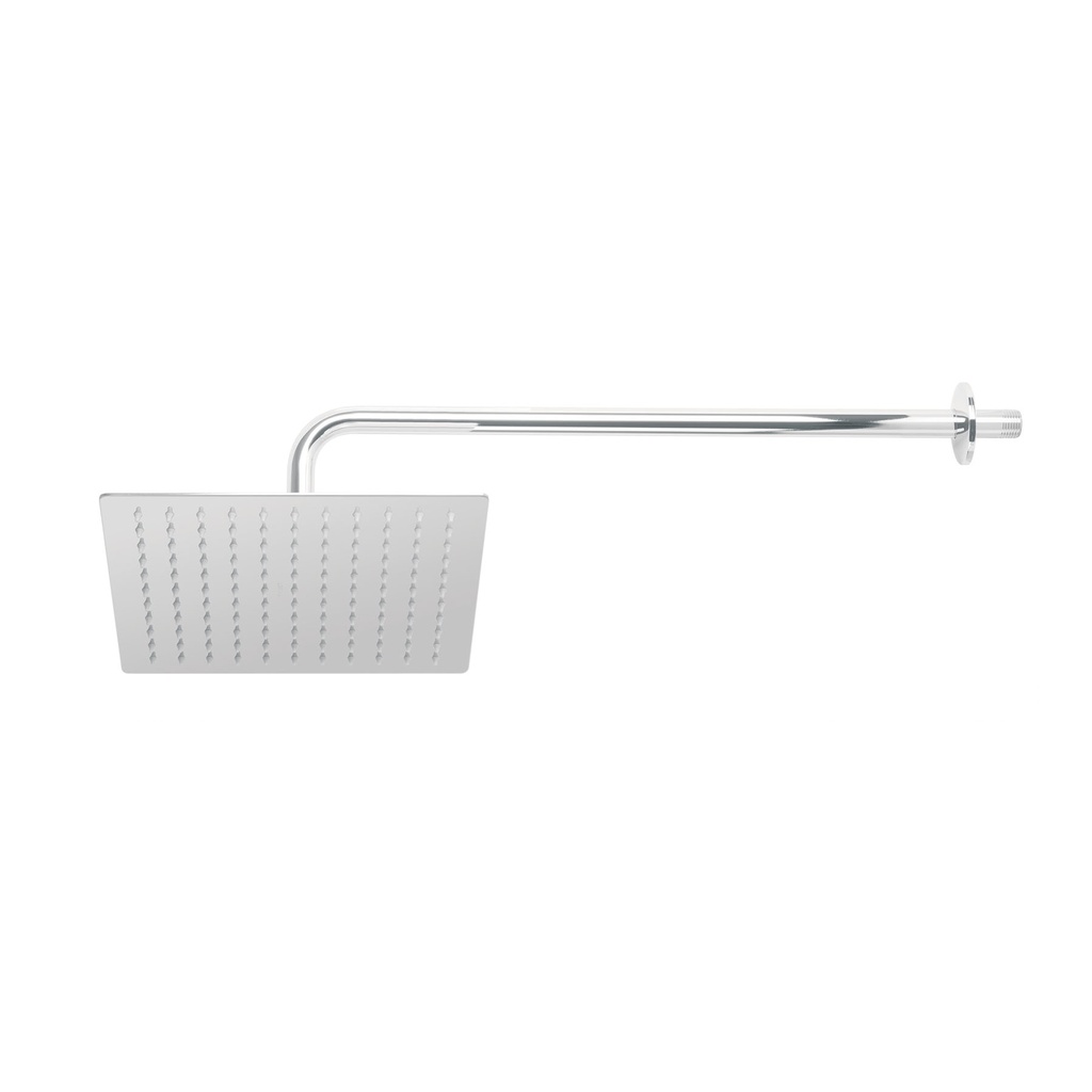 Regadera cromo 10' plato cuadrado delgado con brazo, Riviera